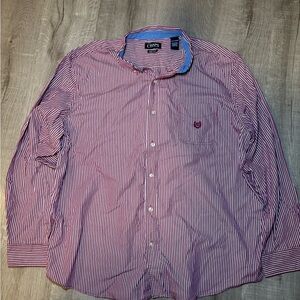 Chaps Red and White Striped Men's Shirt